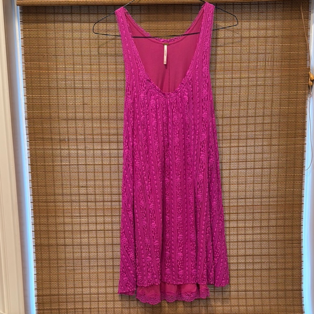 Free People Pink Lace Trim Top